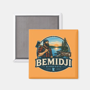 Aimant Bemidji Minnesota Paul Bunyan Rustique Nord bois