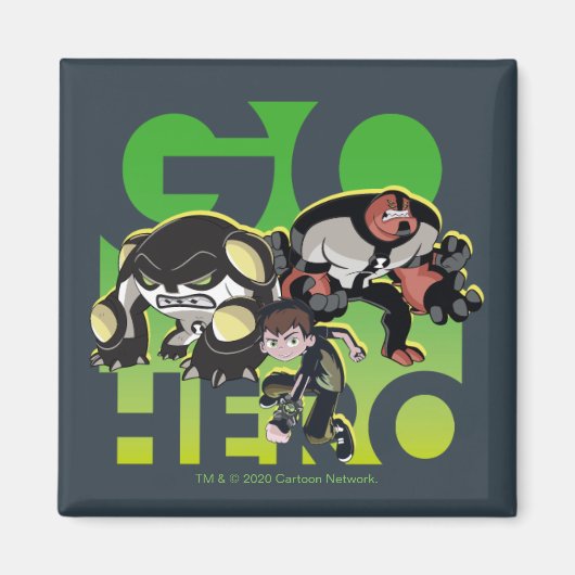 Aimant Ben Tennyson, Cannonbolt et Four Arms - Go Hero (Devant)