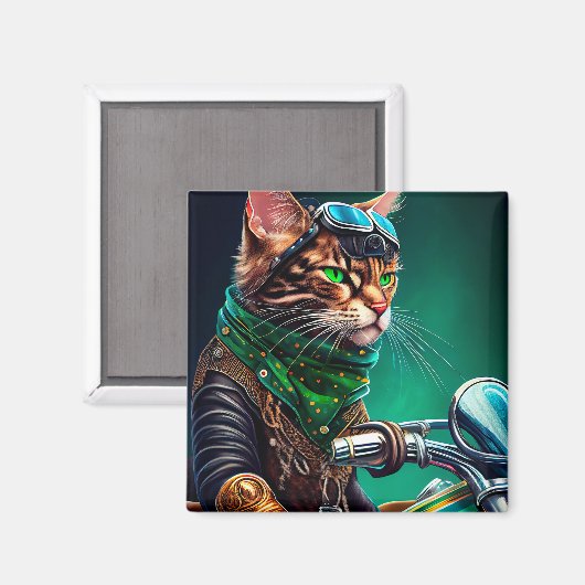 Aimant Bengal Chat conduire vélo St. Patrick's Day (Recto/Verso)