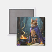 Aimant Bengale Chat Whimsical Halloween Peinture (Recto/Verso)