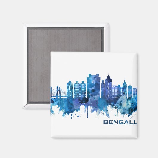 Aimant Bengaluru Karnataka Skyline Blue (Recto/Verso)