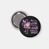 Aimant Béni par Dieu sauvé par Jésus Croix Florale pourpr (Recto/Verso)