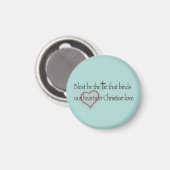 Aimant « Béni soit le lien » à thème chrétien (Recto/Verso)