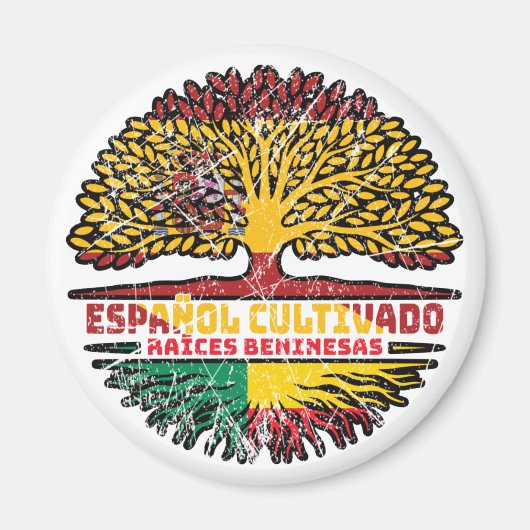 Aimant Bénin Béninois Espagnol Espagne Racines Drapeau (Devant)