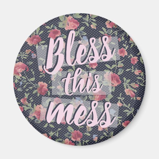 Aimant Bénir cette citation de mess Vintage Floral (Devant)