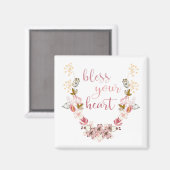 Aimant Bénissez votre coeur (fleurs roses) (Recto/Verso)