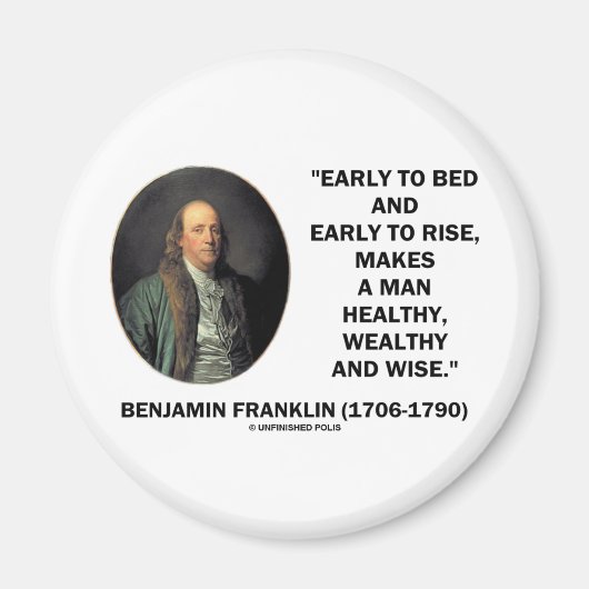 Aimant Benjamin Franklin Citation saine et riche (Devant)