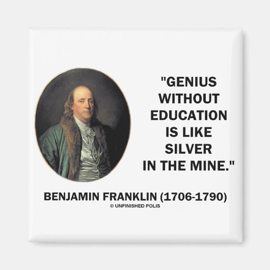 Aimant Benjamin Franklin Genius Sans Citation D'Éducation (Devant)
