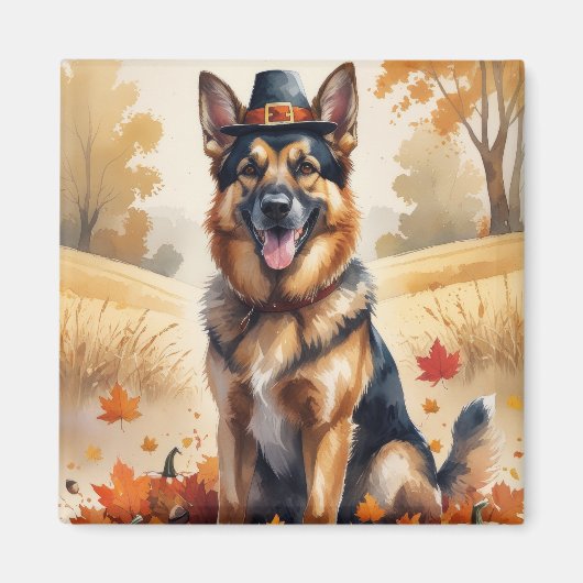 Aimant Berger Allemand À L'Automne Feuille L'Art Thanksgi (Devant)