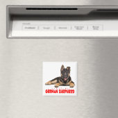 Aimant Berger Allemand Chien Chien Chien Chien Rouge Coeu (In Situ (Lave-vaisselle))