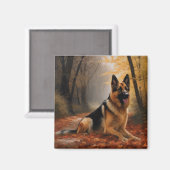 Aimant Berger allemand en automne Feuilles automne Inspir (Recto/Verso)