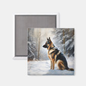 Aimant Berger Allemand Laisser Neige Noël (Recto/Verso)