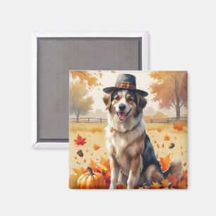 Aimant Berger anatolien dans les feuilles d'automne Actio
