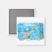 Aimant Bermuda Island Travel Poster Favorite Tourist Map_ (Recto/Verso)