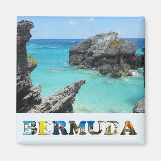 Aimant Bermudes Blue Ocean Rocky Beach Travel Photo (Devant)