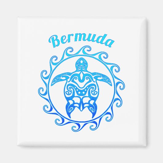 Aimant Bermudes de tortues tribales bleu océan (Devant)
