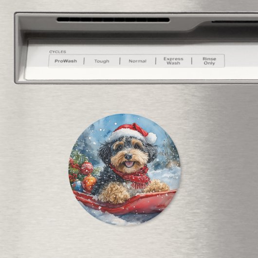 Aimant Bernedoodle Chien dans la corniche Laisser neiger (In Situ (Lave-vaisselle))
