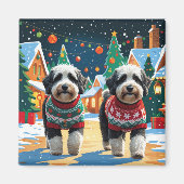 Aimant Bernedoodle Dogs Christmas Snow Holiday (Devant)
