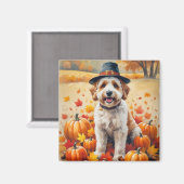 Aimant Bernedoodle En Automne Laisse L'Art Thanksgiving (Recto/Verso)