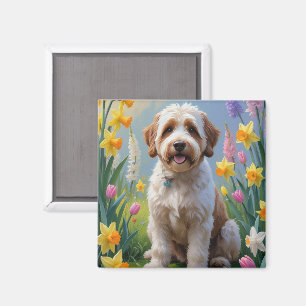 Aimant Bernedoodle Printemps Fleurs Peinture