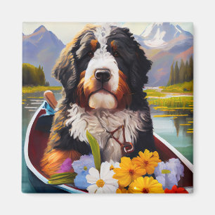 Aimant Bernedoodle sur une pagaie : une aventure Pittores