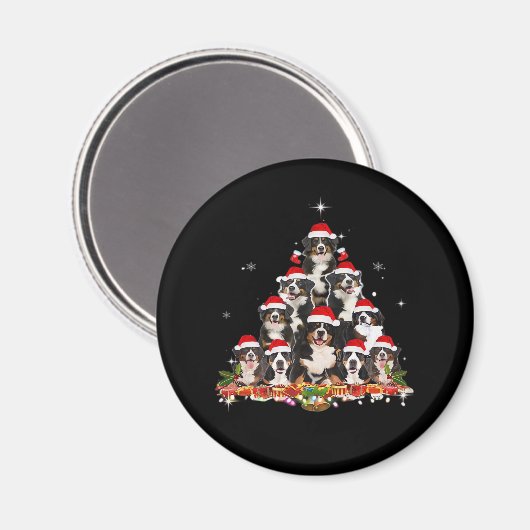 Aimant Bernese Mountain Christmas Tree Chien Père Noël Xm (Recto/Verso)