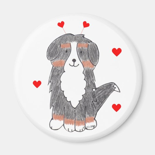 Aimant Bernese Mountain Dog Valentine Oars (Devant)