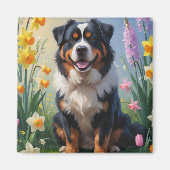 Aimant Bernese Mountain Spring Flowers Peinture (Devant)