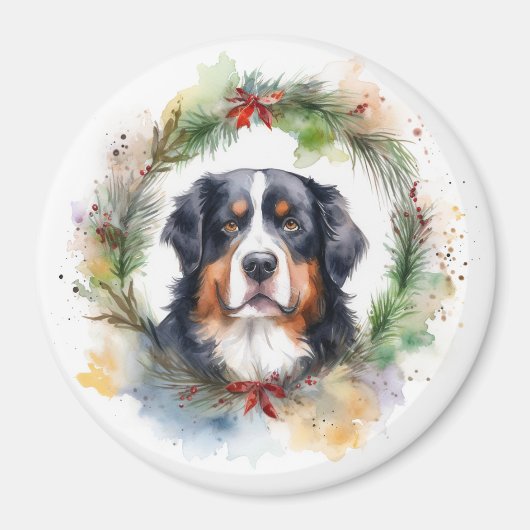 Aimant Bernois Mountain Festive Wreath Pup (Devant)