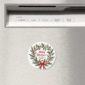 Aimant Berries d'hiver Wreath Red Bow Favoriser (In Situ (Lave-vaisselle))