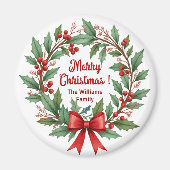 Aimant Berries d'hiver Wreath Red Bow Favoriser (Devant)
