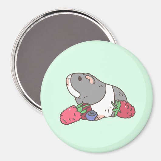 Aimant Berries et cochon de Guinée en vert menthe (Recto/Verso)