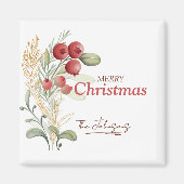 Aimant Berries rouges Vert Élégant Nom Noël (Devant)