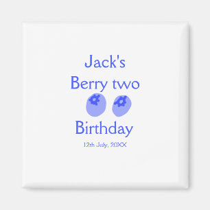 Aimant Berry deux anniversaire bleu berry ajouter nom dat