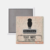 Aimant Besoin d'un tampon en caoutchouc Customisé Nom Tél (Recto/Verso)