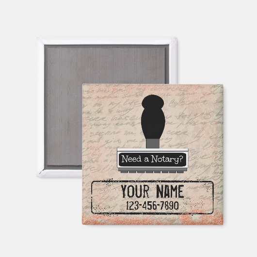Aimant Besoin d'un tampon en caoutchouc Customisé Nom Tél (Recto/Verso)