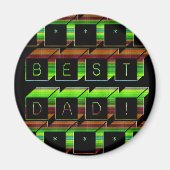 Aimant Best Dad Block Text Green and Brown (Devant)