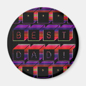 Aimant Best Dad Block Text red & Purple (Devant)