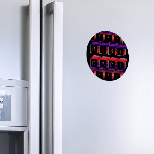 Aimant Best Dad Block Text red & Purple