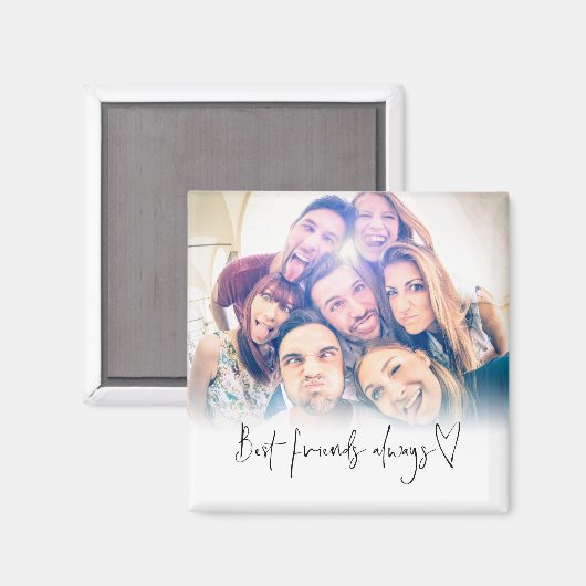 Aimant Best Friends Always Modern Heart Script Photo (Recto/Verso)