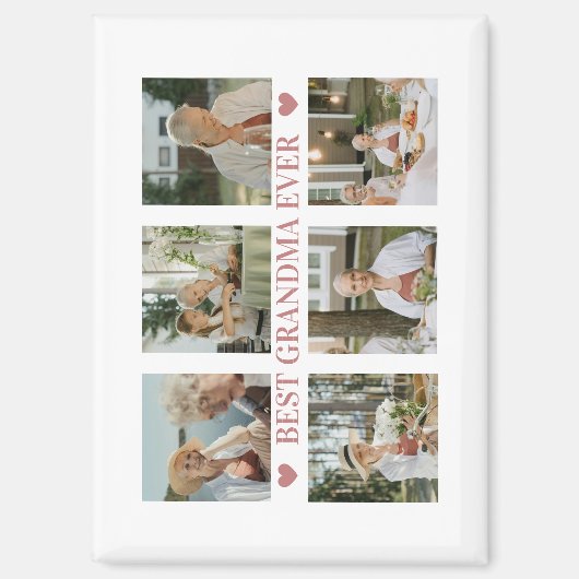 Aimant Best Grandma Ever Photo Collage – Gift with Hearts (Recto)