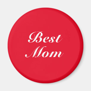 Aimant Best Mom rouge blanc classique script élégant chic