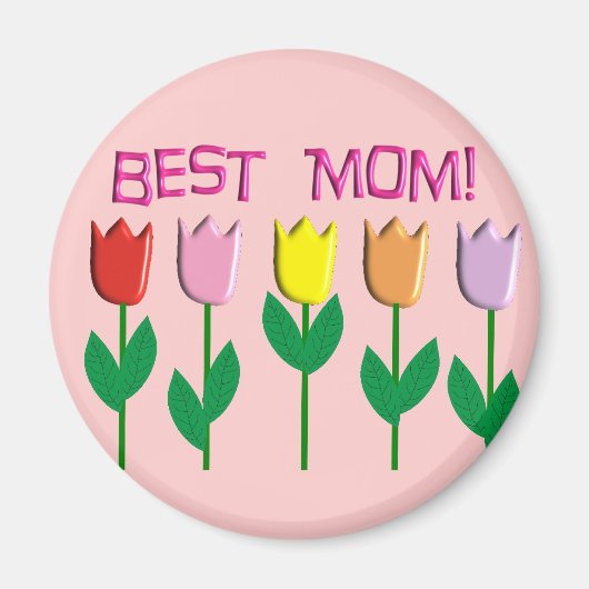Aimant Best Mom Tulips Concevez des cadeaux (Devant)