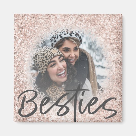 Aimant Bestie Rose Gold Parties scintillant Sparkle Photo (Devant)