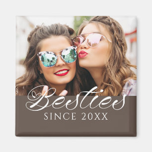 Aimant "Besties depuis" Photo personnalisée Chic