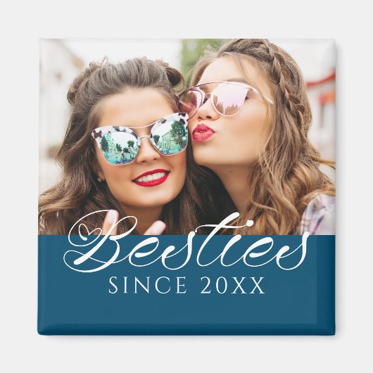 Aimant "Besties depuis" Photo personnalisée Chic (Devant)