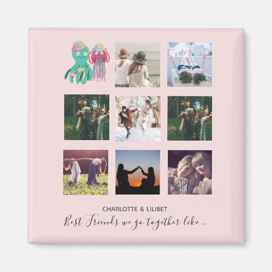 Aimant BFF Photo Collage Jellyfish Octopus Cadeau personn (Devant)