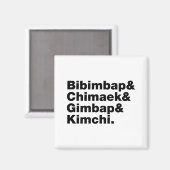 Aimant Bibimbap & Chimaek & Gimbap & Kimchi. Aliments cor (Recto/Verso)
