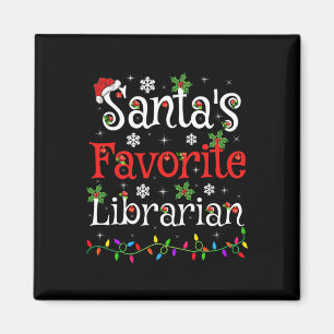 Aimant Bibliothécaire Xmas Père Noël Bibliothèque préféré