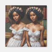 Aimant Bibliothèque Twin Sisters Melanin Gemini (Devant)